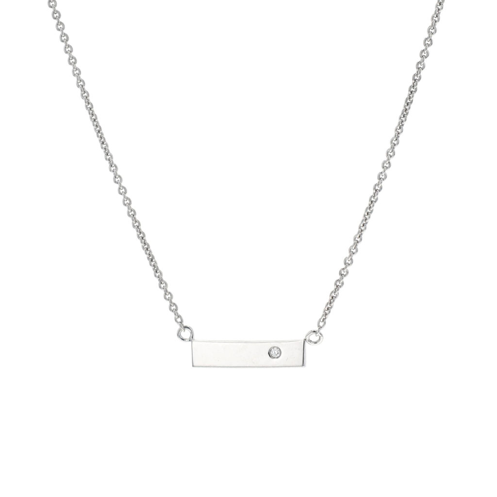 Sterling Silver Diamond Bar Necklace