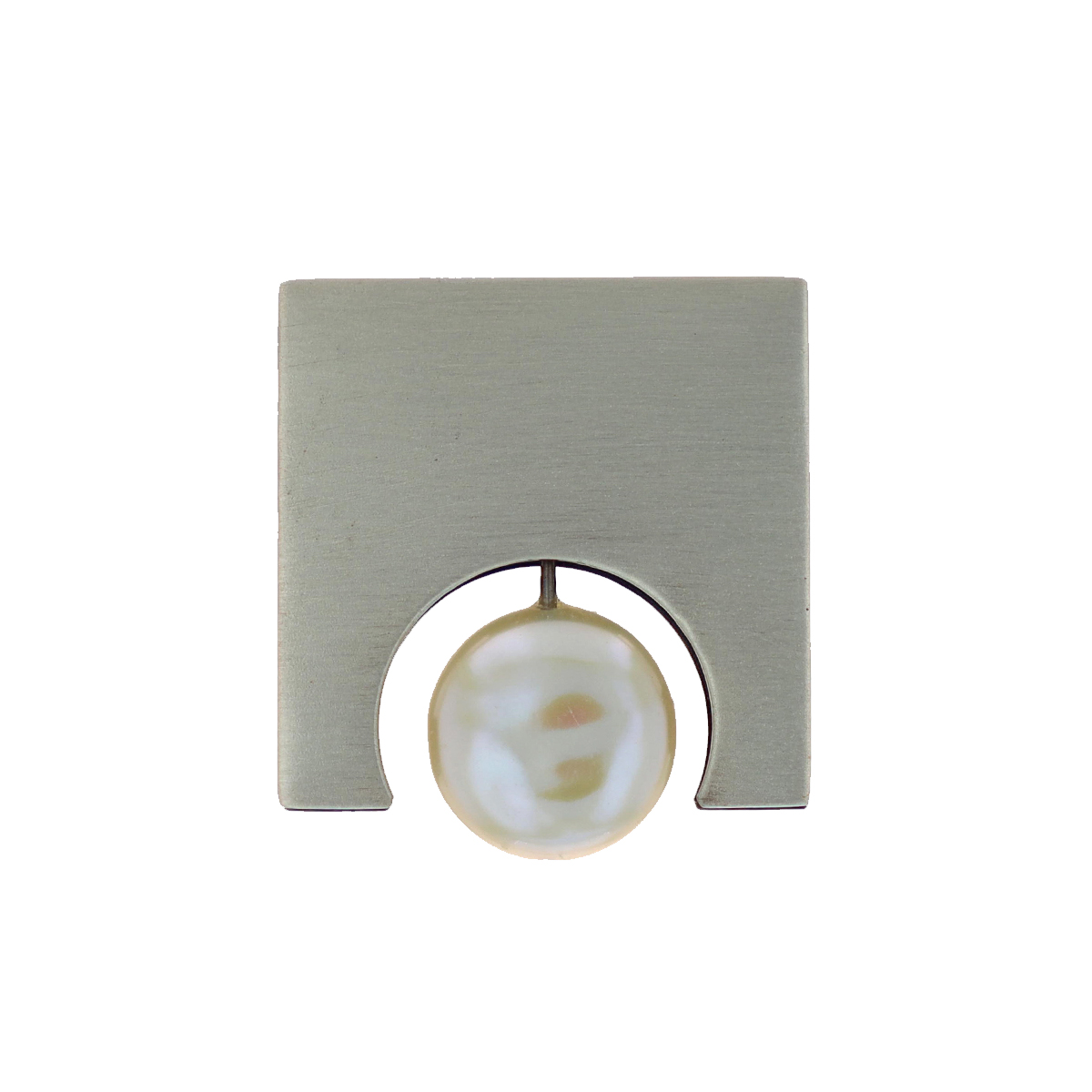 Sterling Silver Square and White Pearl Pendant