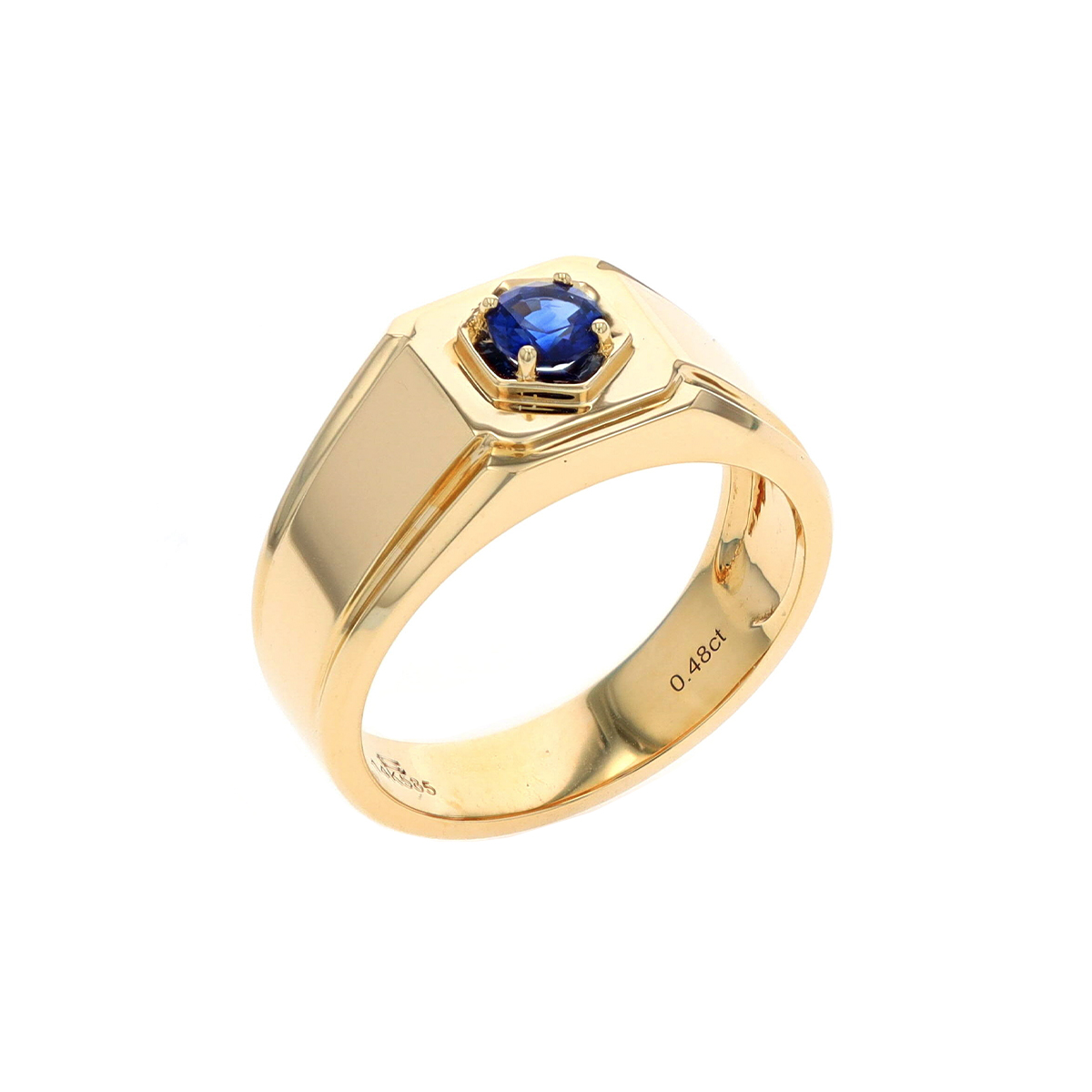 14K Yellow Gold Sapphire Square Top Ring