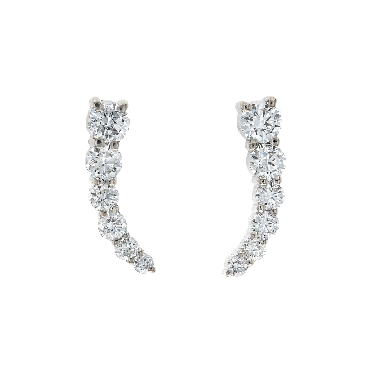 14K White Gold Diamond Climber Earrings