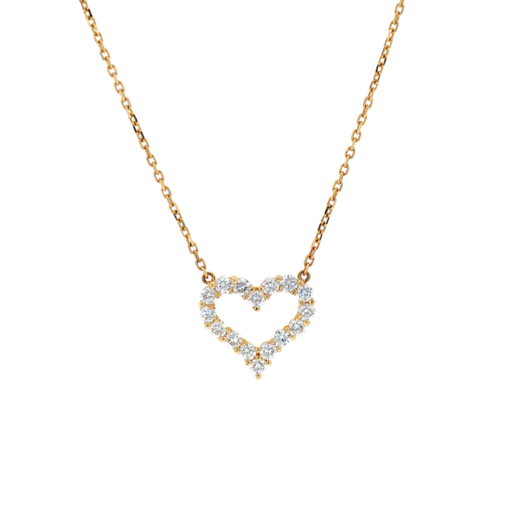 14K Yellow Gold Diamond Heart Necklace