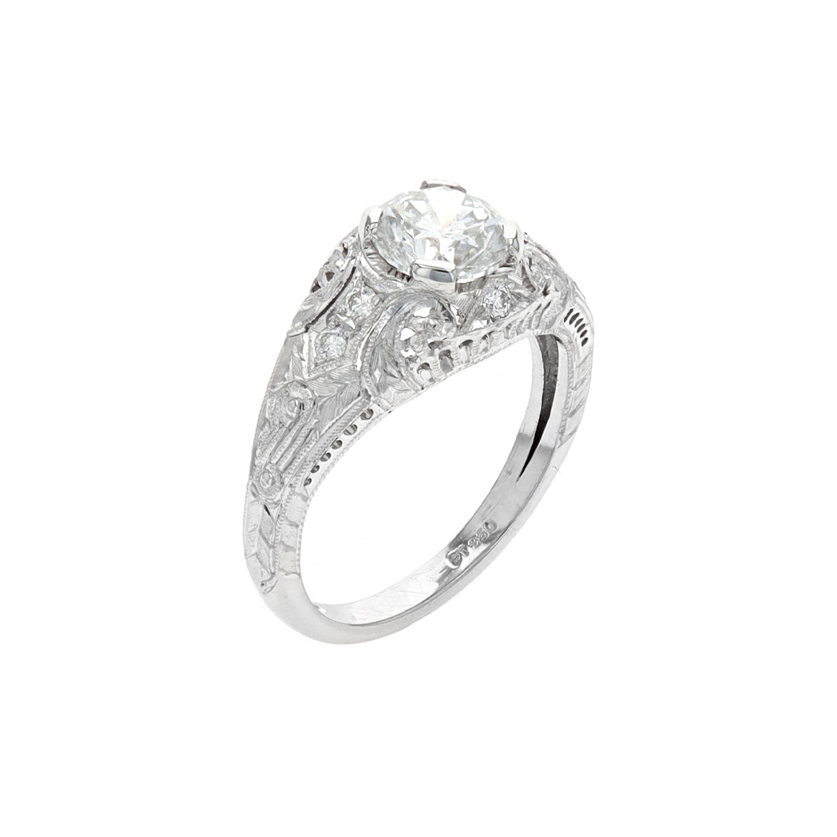Platinum Diamond Romanesque Arcade Engagement Ring