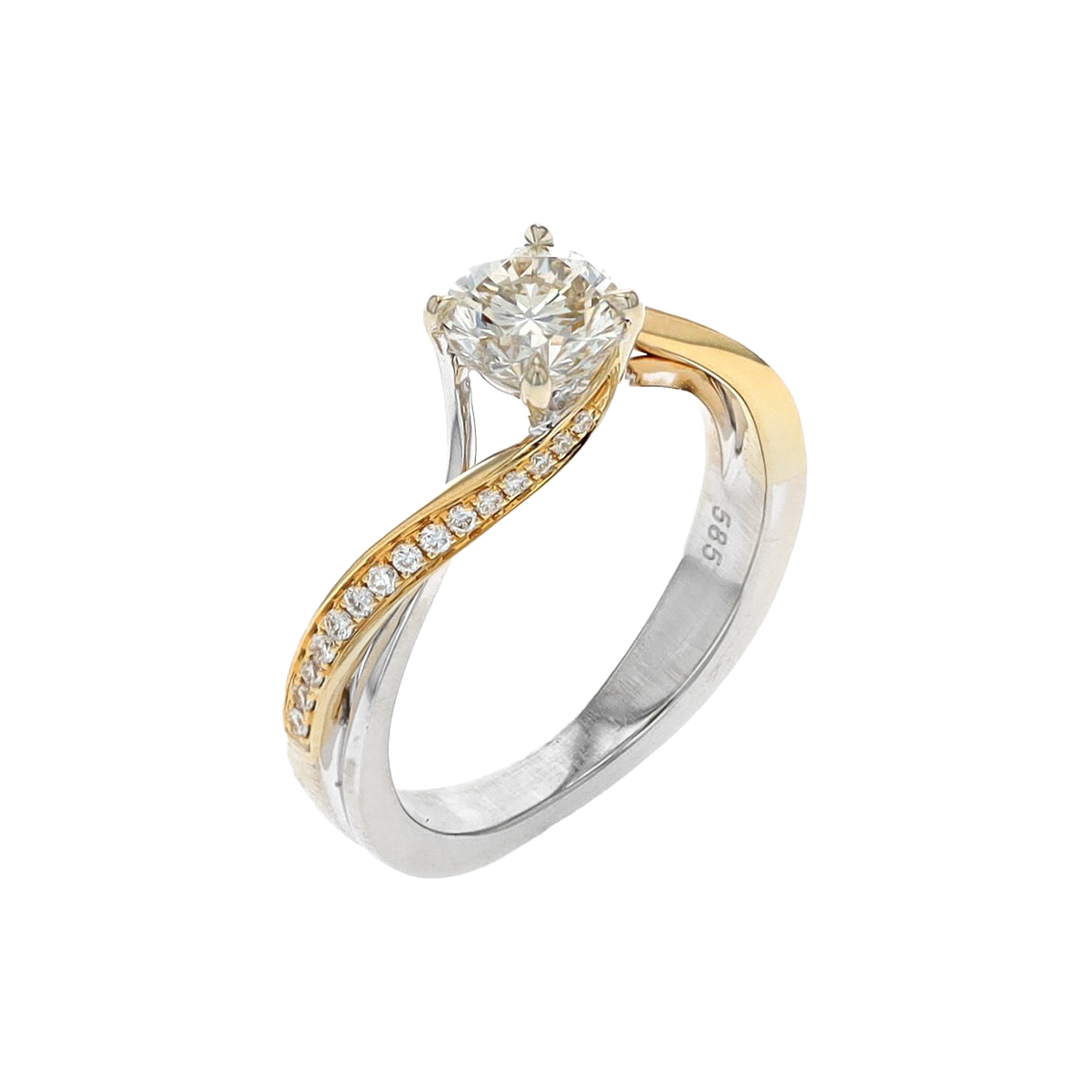 14K Two-Tone Open Diamond Engagement Ring