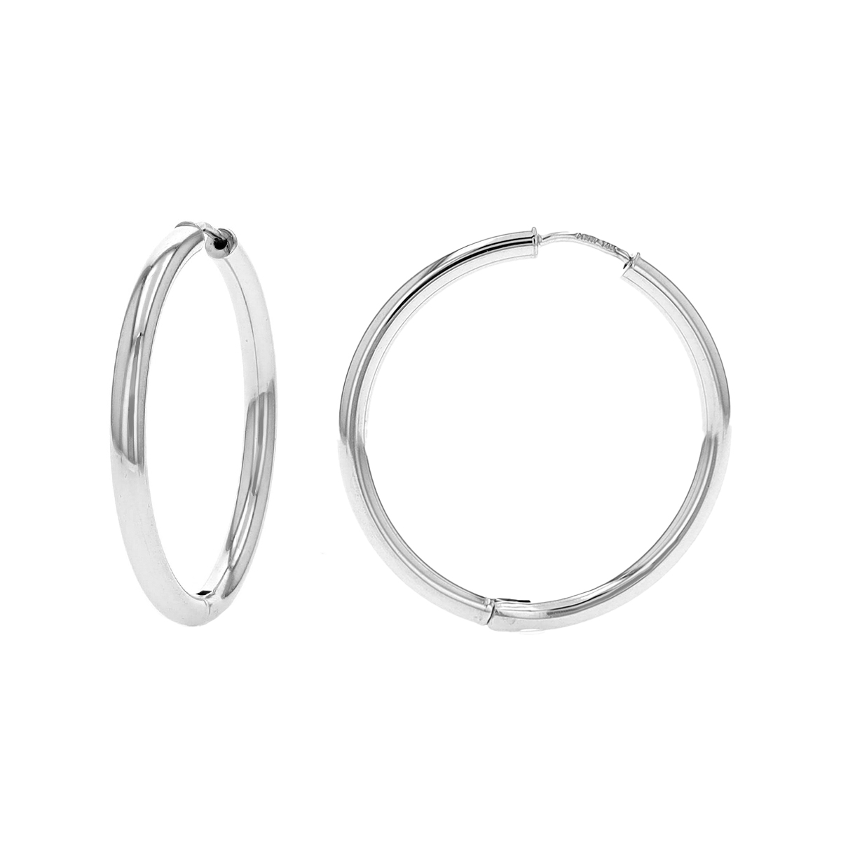 Small Tube Hoop Earrings, 14K White - The GLD Shop