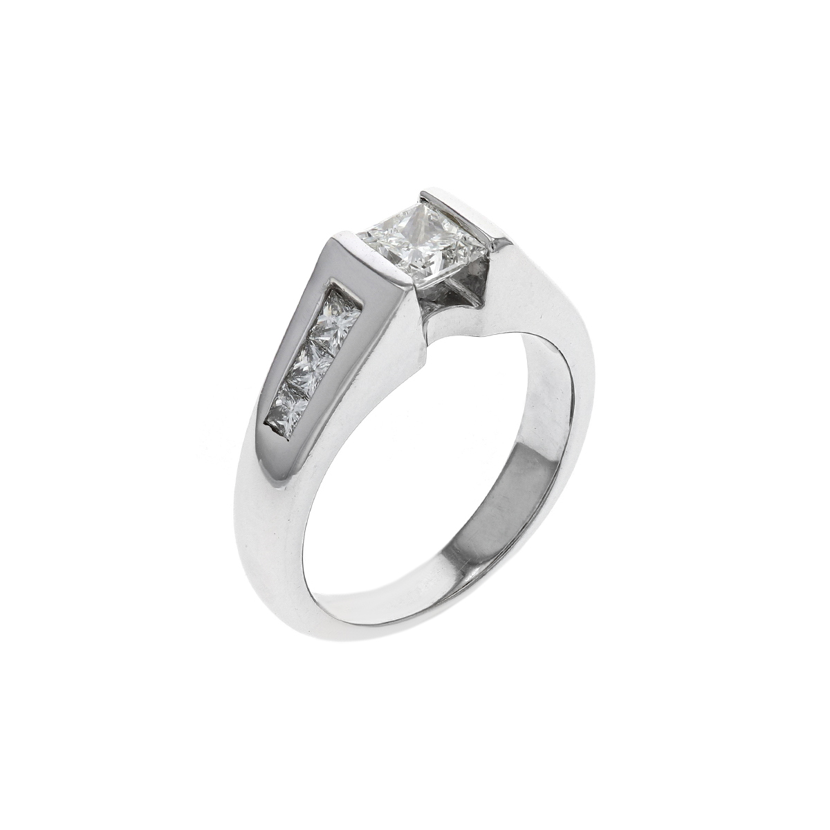 Estate 14K White Gold Princess Diamond Engagement Ring