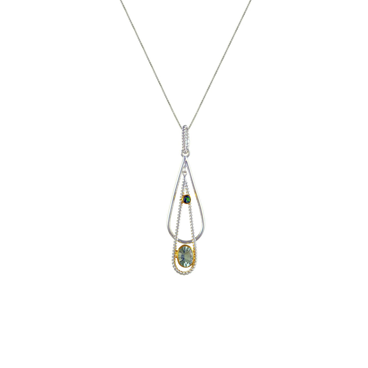 Two-Tone Topaz and Green Amethyst Pendant with Chain