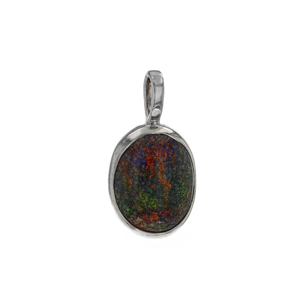 Sterling Silver Oval Opal Pendant