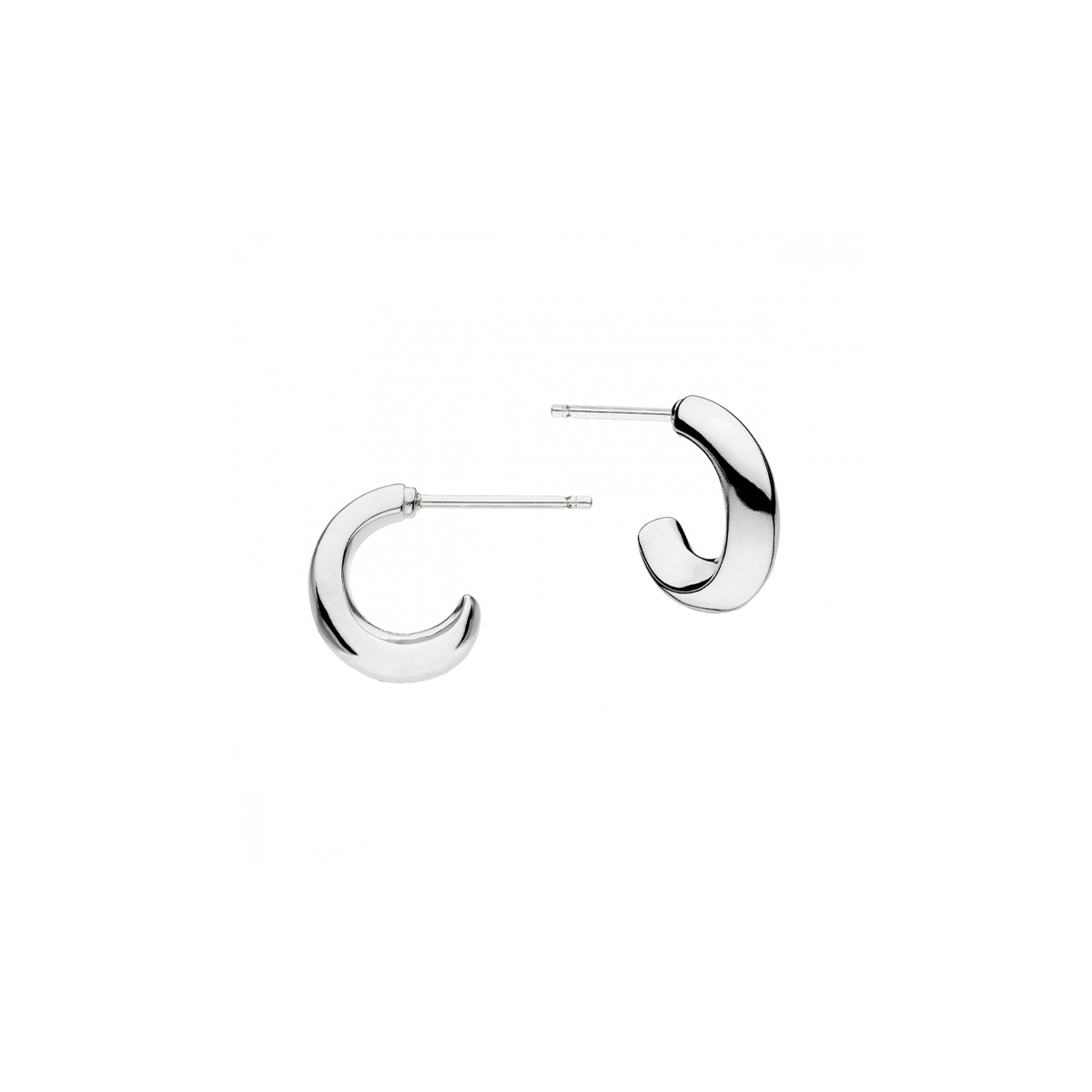 Sterling Silver Bevel Cirque Semi Hoop Earrings