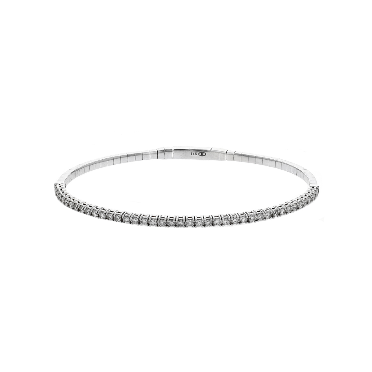 14K White Gold and Titanium Diamond Wire Bangle Bracelet