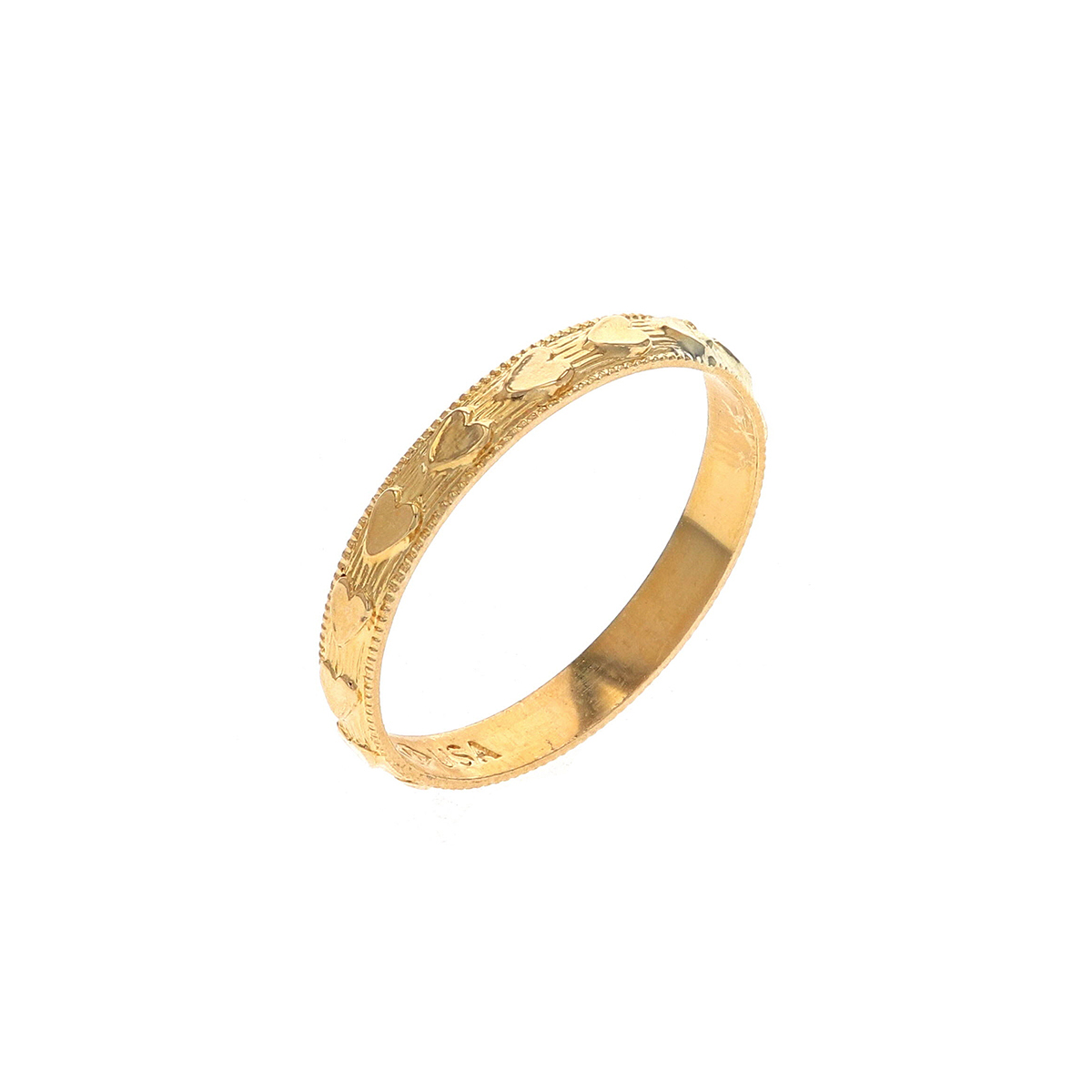 Children's 10K Yellow Gold Ring with Hearts