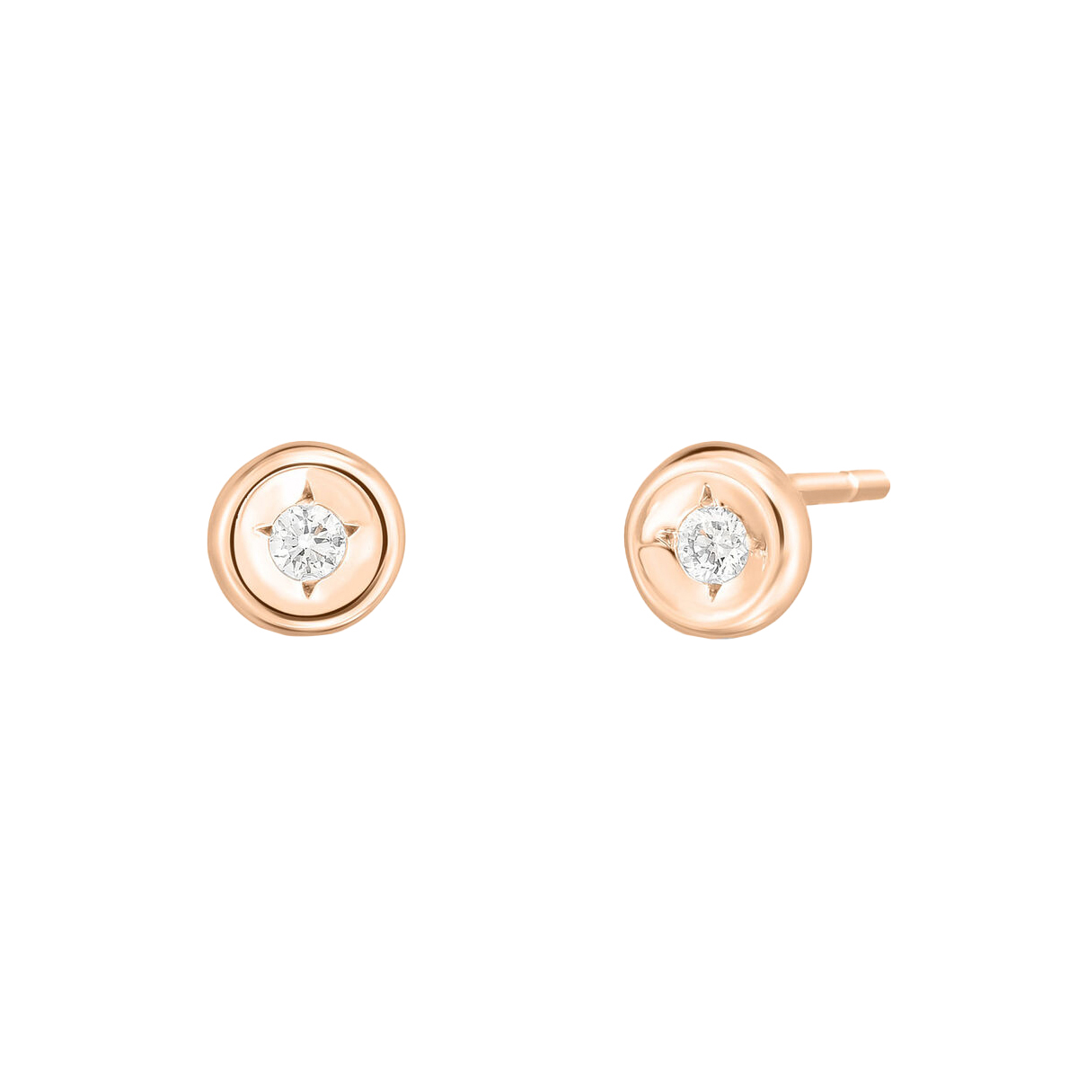 18K Rose Gold Diamond Flush Stud Earrings