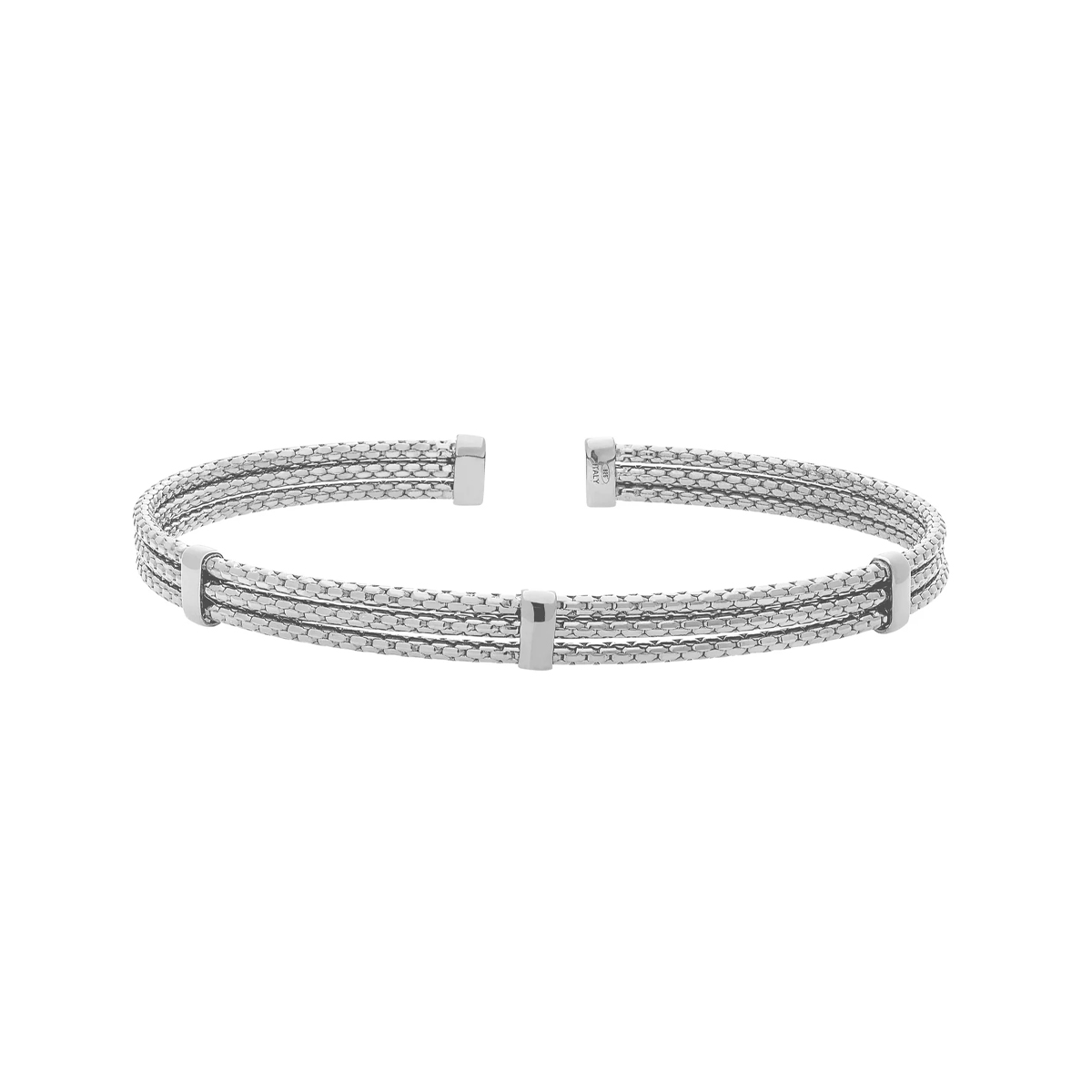Sterling Silver 3-Cable 3-Bar Cuff Bracelet