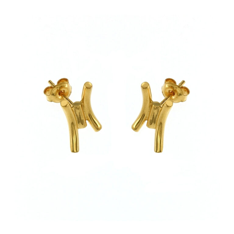 Gold Plated Sterling Silver Whiskers Stud Earrings