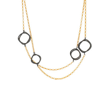 Two-Tone Wavy 3D Multi-Circle Necklace
