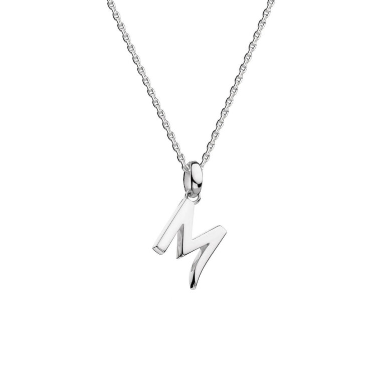 Sterling Silver "M" Initial Pendant with Chain