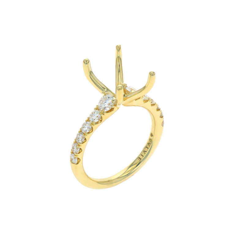 14K Yellow Gold 3.50 Carat Radiant Engagement Ring Semi-Mounting