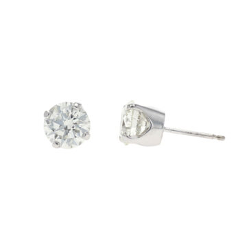 14K White Gold 2.50 Carat Diamond Stud Earrings