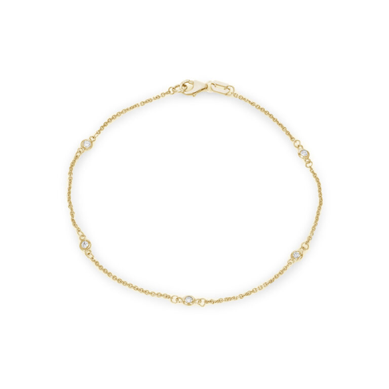14K Yellow Gold Diamond Station Bracelet