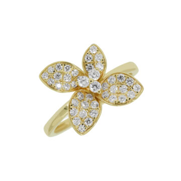 14K Yellow Gold Diamond Flower Ring