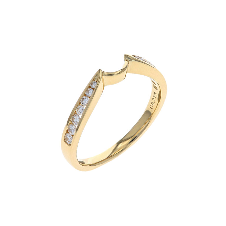 14K Yellow Gold Tapered Fitted Diamond Wedding Band