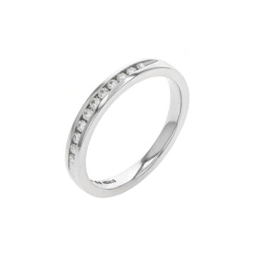 14K White Gold Scooped Diamond Channel Wedding Band