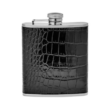 Graphic Image - Black Leather Wrapped Flask 6oz