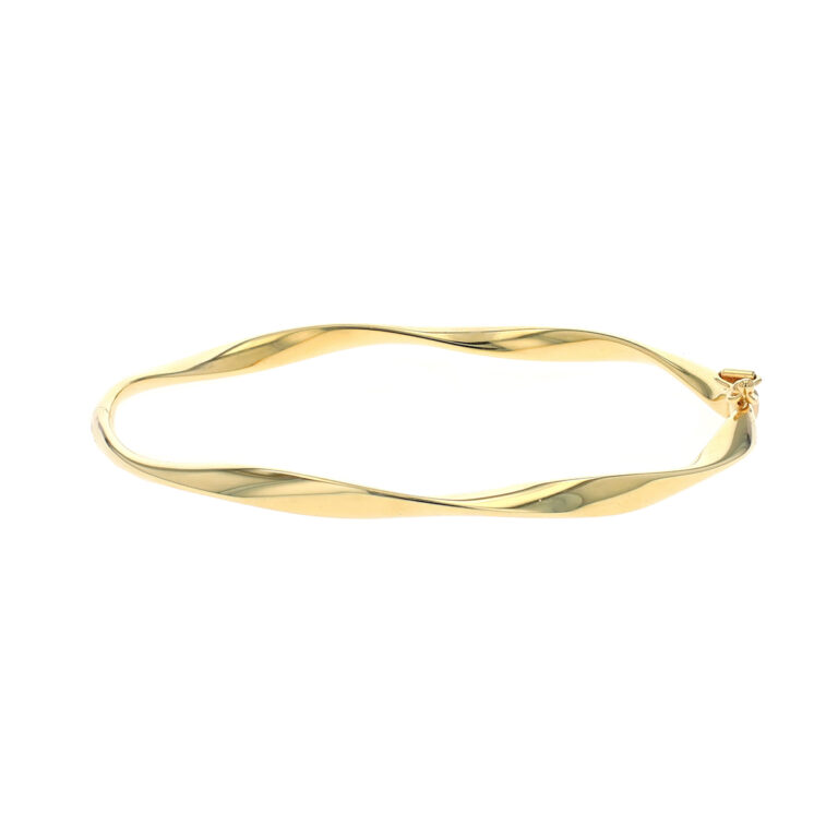 14K Yellow Gold Twist Tube Bangle Bracelet