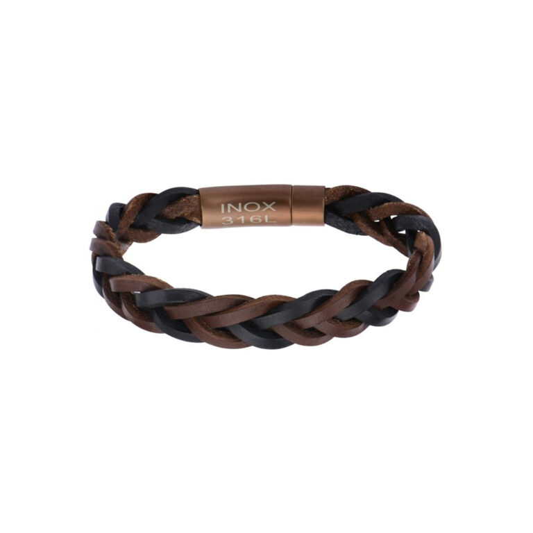 Black and Brown Leather Braided Bracelet