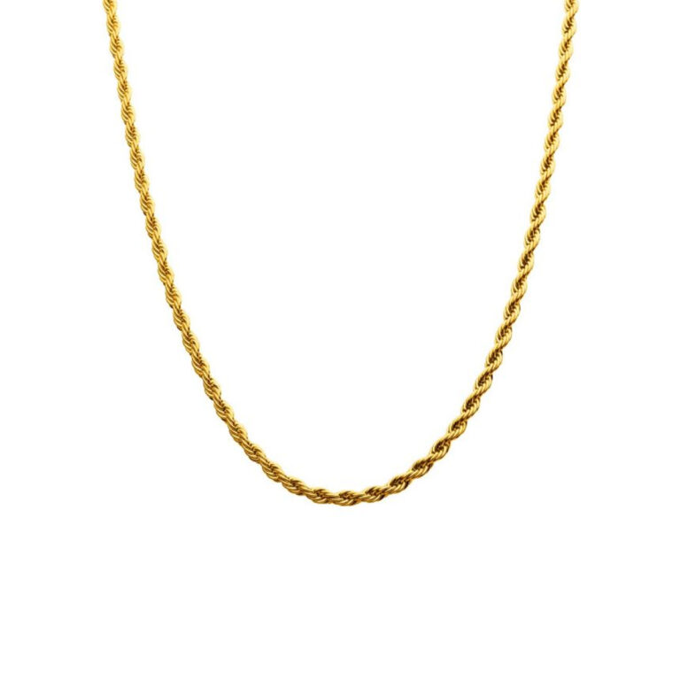 18K Yellow Gold Plated Stainless Steel 22-Inch Rope Chain
