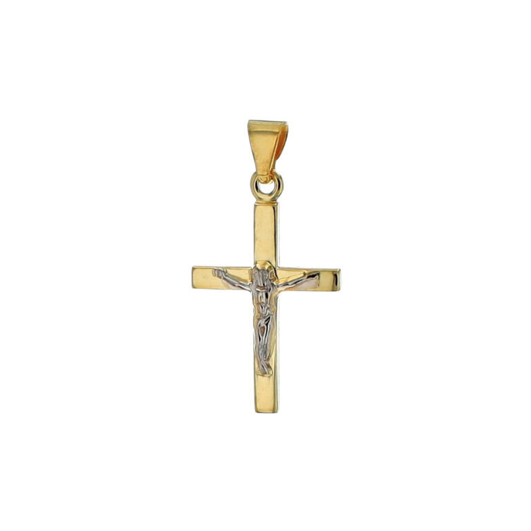14K Two-Tone Crucifix Pendant