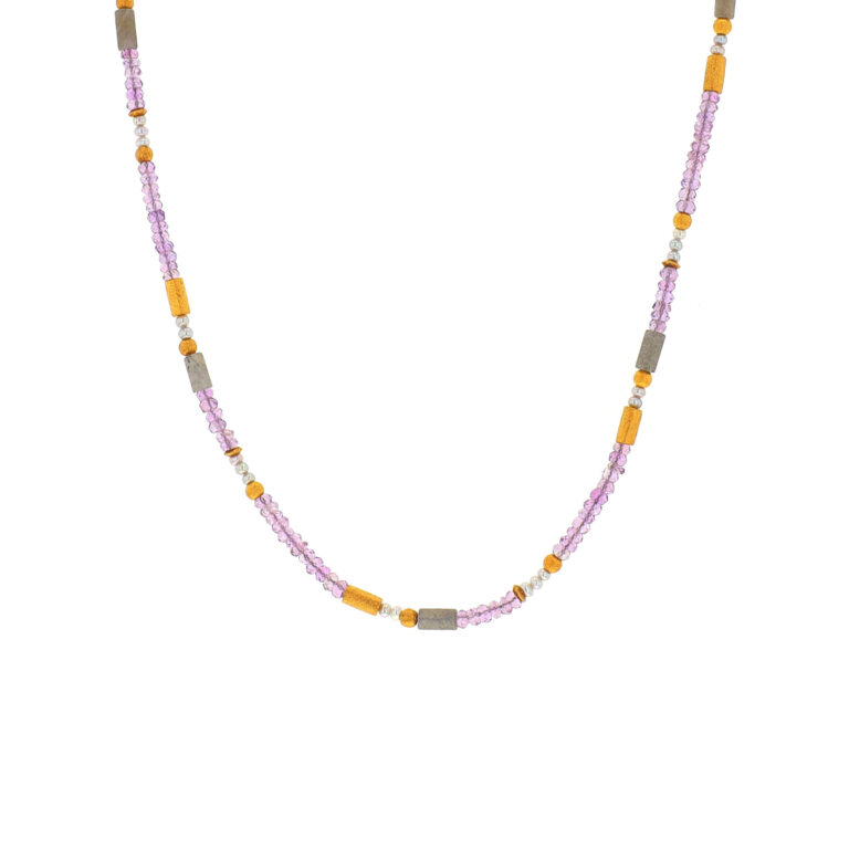 Gold Plated Sterling Silver Amethyst and Labradorite Necklace