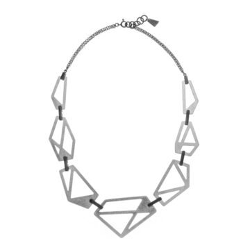 Sterling Silver and Steel Oxidized Geometric Necklace