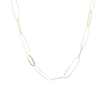 Sterling Silver and Yellow Gold Filled Paperclip Necklace