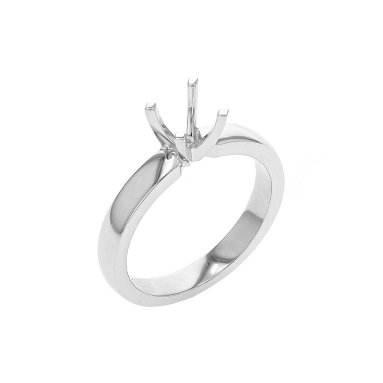 14K White Gold Solitaire Four Prong Enagement Ring Mounting