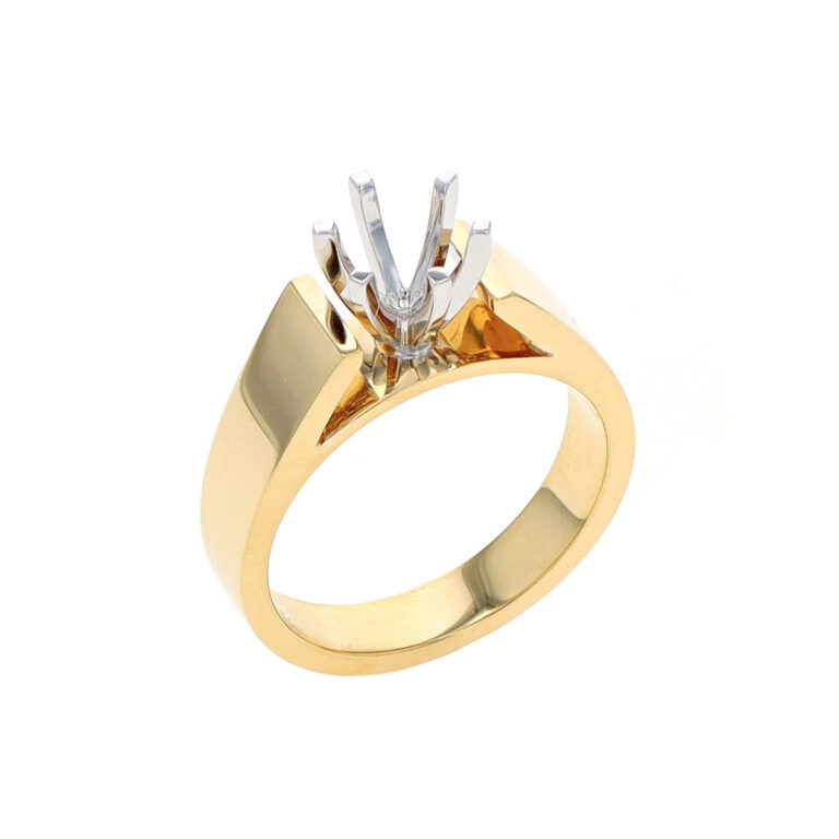 14K Yellow Gold Cathedral Engagement Ring Mounting
