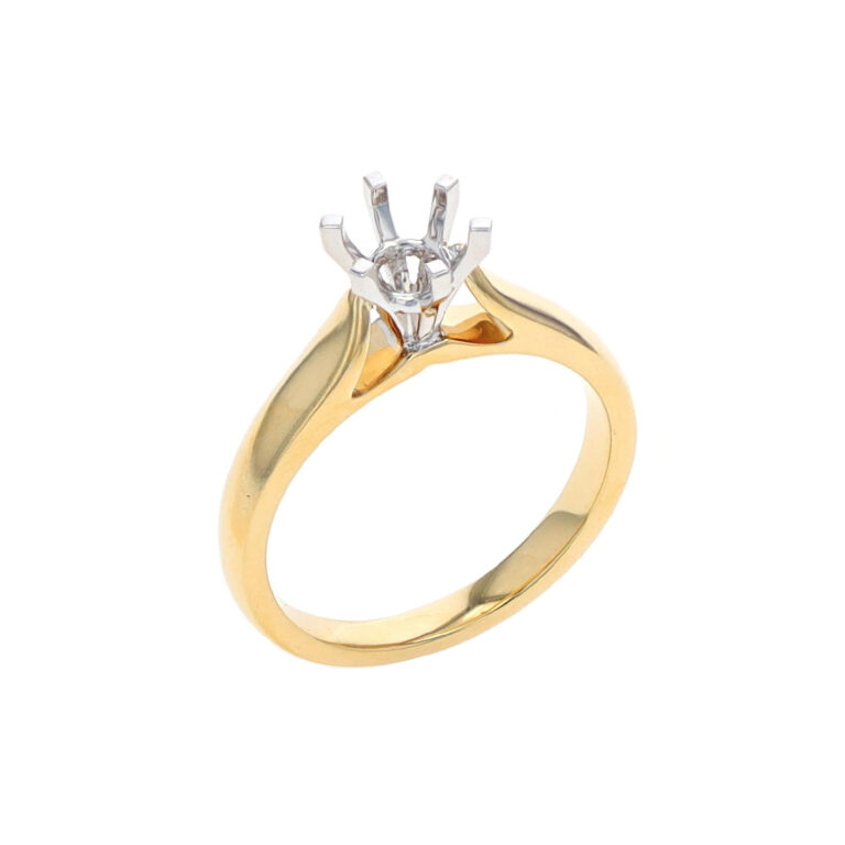 14K Two-Tone Swoop Engagement Ring Mounting