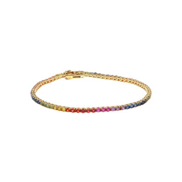14K Yellow Gold Rainbow Sapphire Bracelet