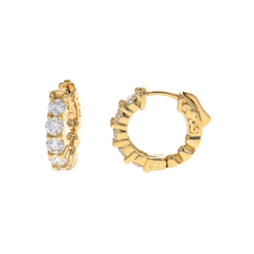 14K Yellow Gold 1.46 Carat Diamond Hoop Earrings