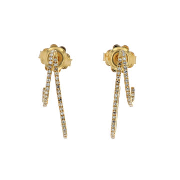 14K Yellow Gold Double J Diamond Hoop Earrings