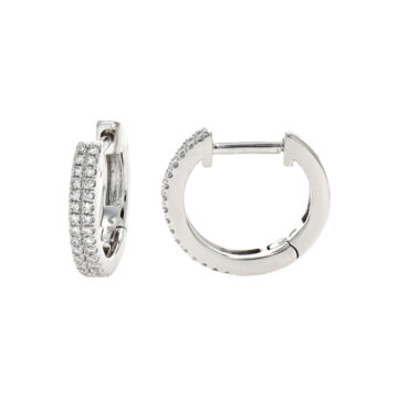 14K White Gold 2-Row Diamond Huggy Hoop Earrings