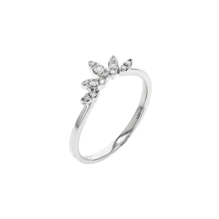 14K White Gold Diamond Crown Ring