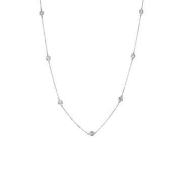 14K White Gold 1.49 Carat Diamond Station Necklace
