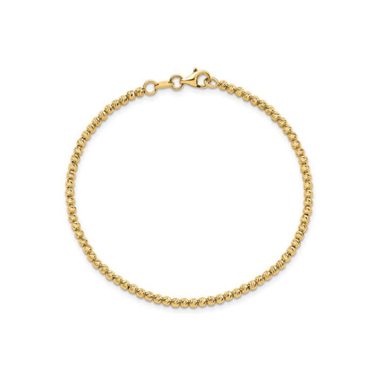 14K Yellow Gold Diamond-Cut Beaded Bracelet