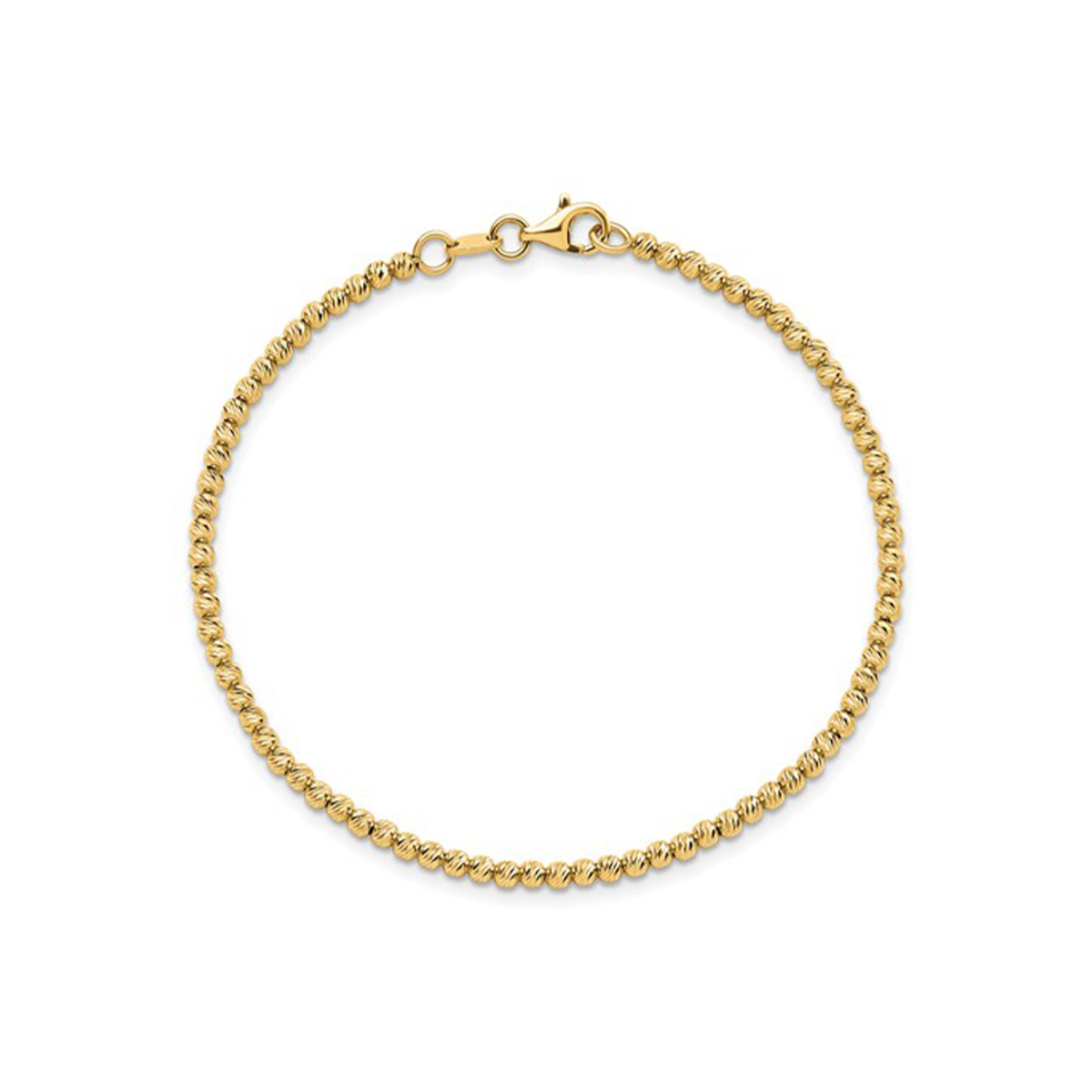Men's 14k Yellow Gold Diamond Cut Bead Bracelet