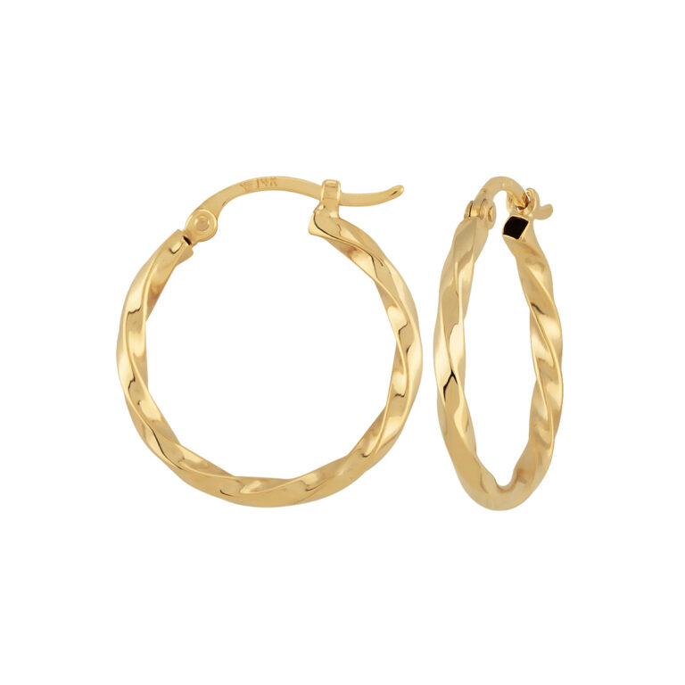14K Yellow Gold Twisted Tube Hoop Earrings