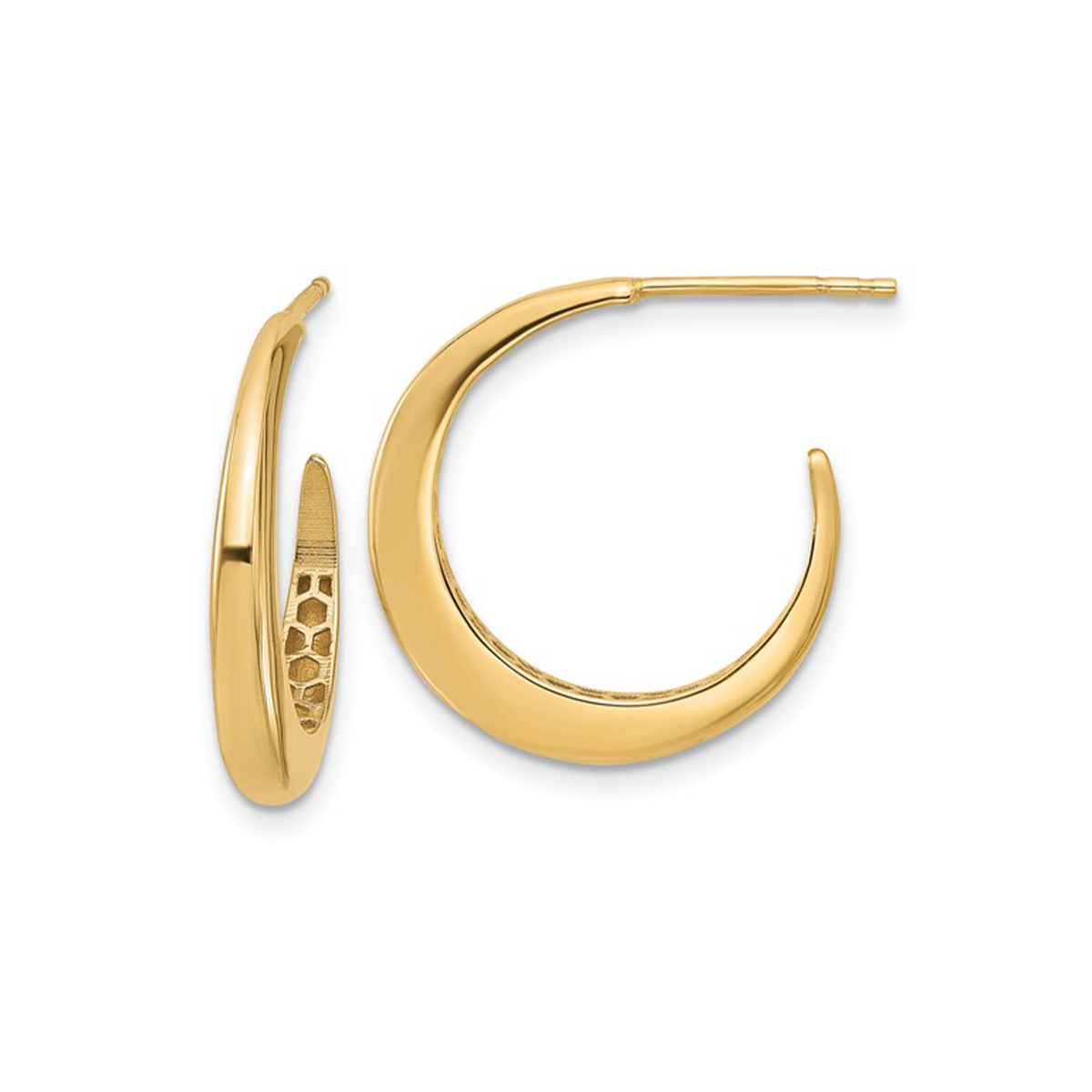 14K Yellow Gold Small Ribbed Hoop Earrings - Josephs Jewelers
