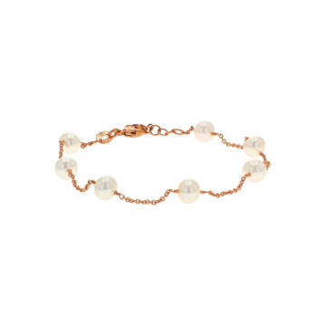 14K Rose Gold Freshwater Pearl Tincup Bracelet