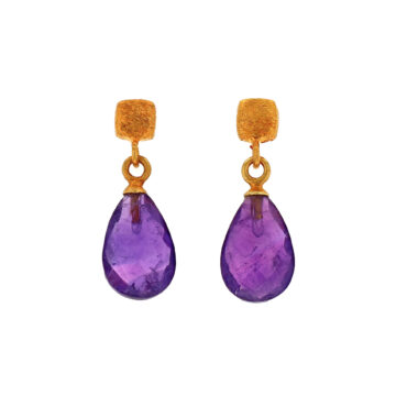Gold Plated Sterling Silver Faceted Amethyst Drop Earrings