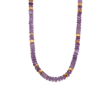 Gold Plated Sterling Silver Amethyst Bead Necklace