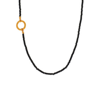 Gold Plated Sterling Silver Black Spinel Necklace